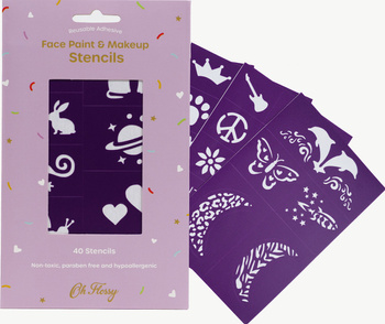 Oh Flossy Oh Flossy, Colourful Face Painting Stencils – Purple Set (6 Sheets)