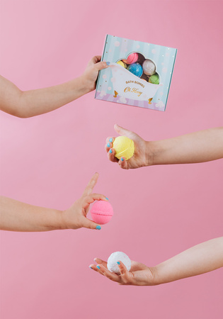 Oh Flossy, Musujące mini kule kąpielowe, zestaw 7 sztuk, podwodne bomby, bez konserwantów, bez parabenów