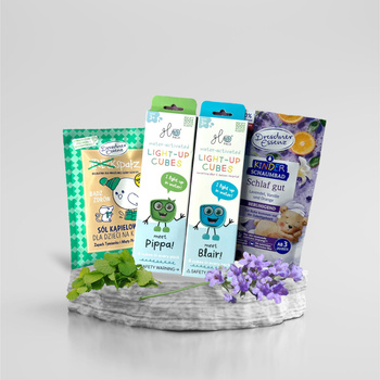 Duet idealny ZDROWY SEN kostki Glo Pals x2 + sól Bądź Zdrów saszetka oraz płyn Śpij Dobrze Dresdner Essenz