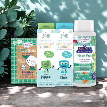 Duet idealny ODDYCHAJ kostki Glo Pals x2 + sól Bądź Zdrów saszetka oraz płyn 300ml Oddychaj Swobodnie Dresdner Essenz